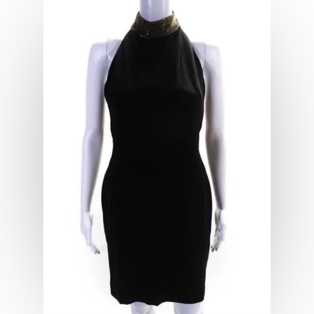 Black Ralph Lauren cocktail dress with gold neck size 2